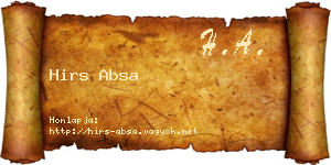 Hirs Absa névjegykártya